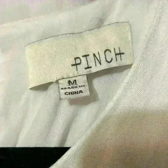 Pinch Womens Tank Dress White Lined Crew Neck Sleeveless Linen Blend Keyhole M - Picture 4 of 6